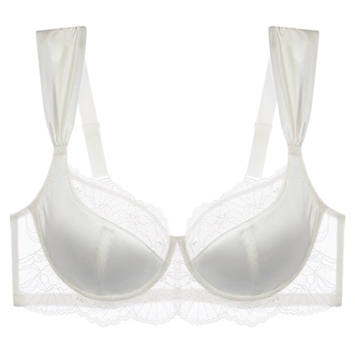 EMMAROSE法式蕾丝大码聚拢收副乳文胸胖mm轻薄透气大胸显小内衣