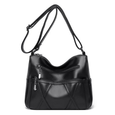 真皮质感女包2025爆款软皮多层百搭单肩斜挎包大容量中老年妈妈包