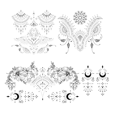 小众沙滩写真花朵图腾美体纹身贴