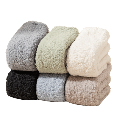 羊羔绒保暖情侣中筒袜