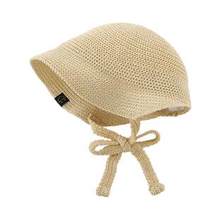 婴儿防晒帽子夏季韩版洋气草帽女宝宝遮阳帽薄款镂空小女童渔夫帽