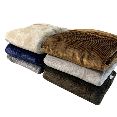 吸湿夹棉日式风秋冬季纯色午休毯