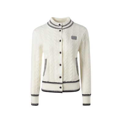 MoodBerry美式学院风miu系立领针织开衫女款春季修身毛衣外套上衣