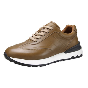 奥勒伦运动休闲鞋男真皮牛皮2025秋季新品软底超轻减震厚底潮男鞋