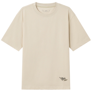 JDV男装商场同款夏季新款男士米色印花T恤短袖棉上衣STT5342