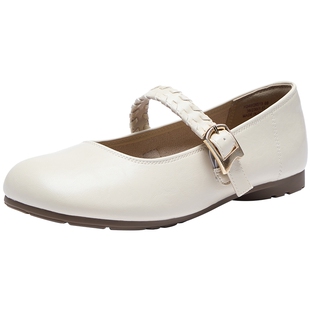 热风复古小皮鞋女款2026年春季新款百搭棕色玛丽珍鞋浅口单鞋女鞋