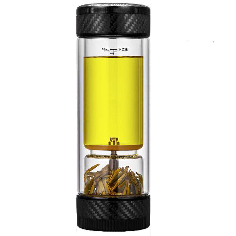 茶之恋钛茶水分离杯双层玻璃杯男士个人高档纯钛便携专用泡茶水杯