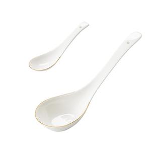 10个勺子餐具金边骨瓷勺子商用餐厅小勺子短柄陶瓷金边小马戈勺