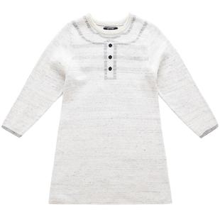 JUZI STORE童装秋冬季元宝领装饰针织纯棉长袖连衣裙女童1612601