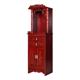 佛龛立柜实木佛龛财神观音关公神台供土地神楼家用雕花带门大佛柜