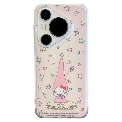 拓岚 适用华为pura70pro+手机壳双层晕染粉色韩风ins少女心星星卡通kitty猫mate70/60pro链条挂绳硅胶网红潮