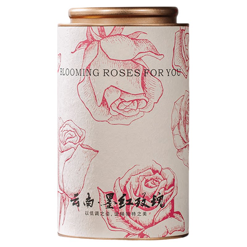 云南玫瑰花茶罐墨红玫瑰包装盒金边马口罐冻干玫瑰花茶伴手礼定制