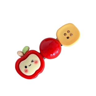 苹果纽扣儿童发夹前额刘海夹女童2025新款侧边碎发鸭嘴夹发卡头饰