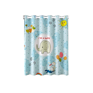 小窗帘免打孔安装全遮光男女孩儿童房卧室飘窗一整套简易遮挡帘子