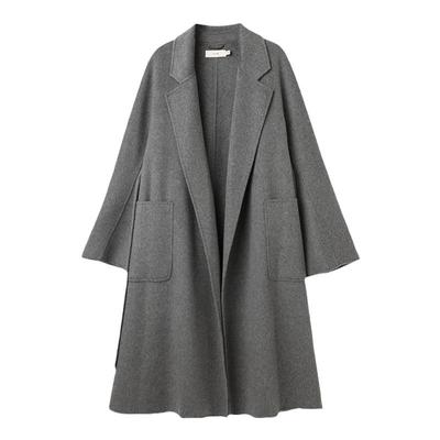 西町村屋简约气质羊毛大衣女装秋冬新款复古长款双面呢XH9D10505