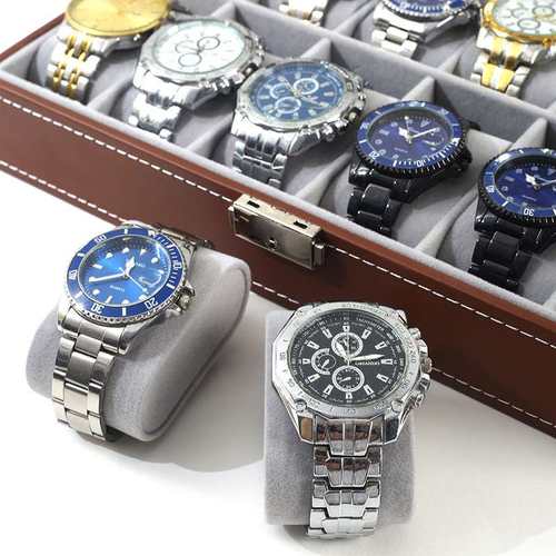 源头厂家12位手表盒棕色礼品收纳盒承接手表大容量定制皮革展示盒