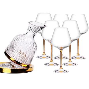 水晶红酒杯套装轻奢家用大号勃艮第高脚杯红葡萄酒杯酒具欧式杯架
