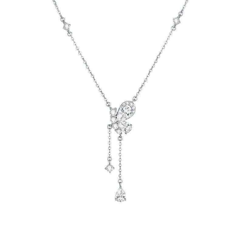 周大生蝶之舞流苏蝴蝶项链女纯银轻奢高级感锁骨链生日礼物送女友