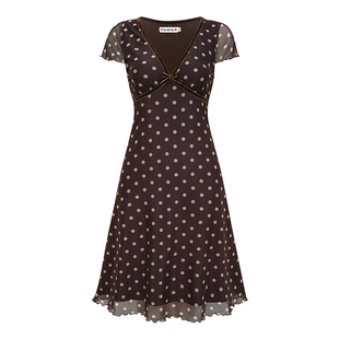 Go Girl Go 自制欧美风v领波点短袖连衣裙女修身a字收腰辣妹短裙