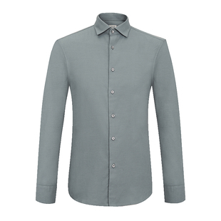 JODOLL乔顿蓝灰色男商务长袖衬衫潮流休闲舒适羊毛山羊绒衬衣春季