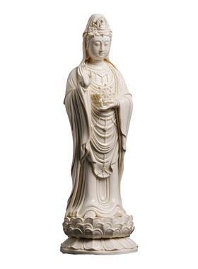 戴玉堂陶瓷摆件《普陀山南海观音像仿古瓷》周金田佛像客厅供奉