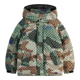 ask儿童羽绒服2025秋冬新款男童冬装中长款迷彩保暖外套冬季