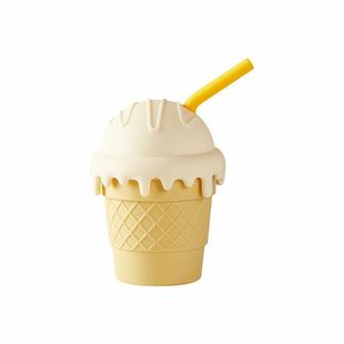 IKV宝宝吸管杯防呛儿童硅胶甜筒水杯婴儿喝水学饮杯冰激凌牛奶杯