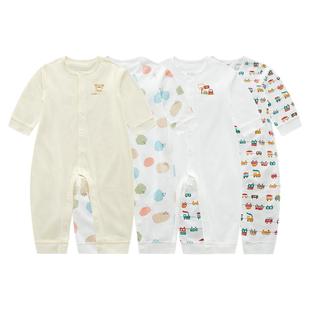 拉比婴儿连体衣宝宝爬爬服新生儿包屁衣四季绑带哈衣和尚服2件装