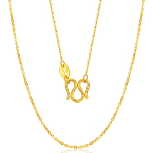 潮宏基黄金项链素链足金锁骨链配链百搭叠戴 计价生日礼物