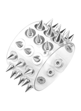 银色圆锥铆钉垫片霸气软塑料手链