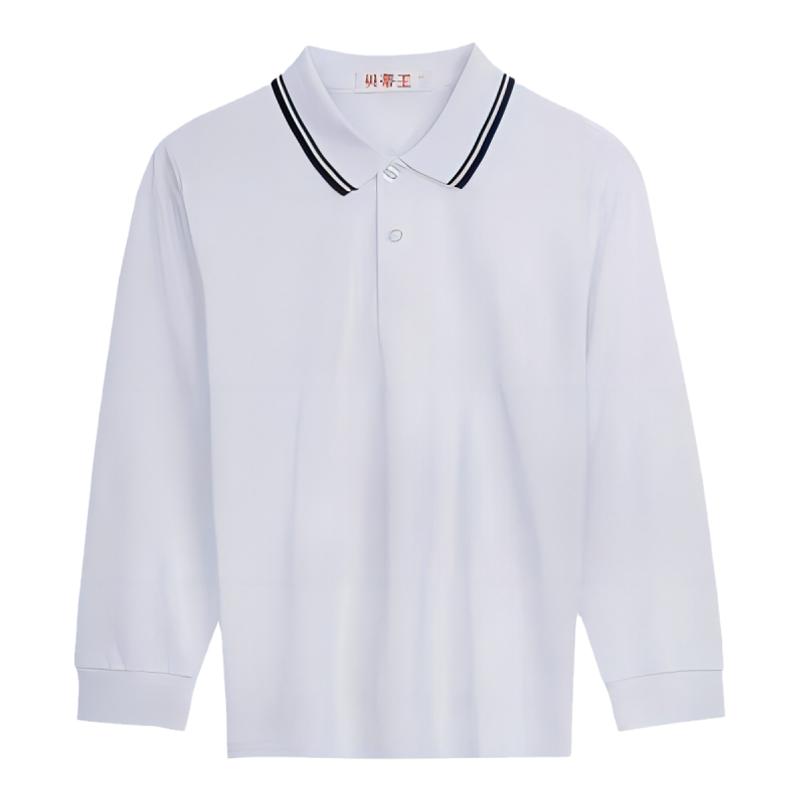 初高中小学生校服白色polo衫长袖