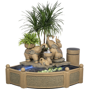 匠心坊中式庭院流水景观户外鱼池造景室外花园大象摆件阳台养鱼池