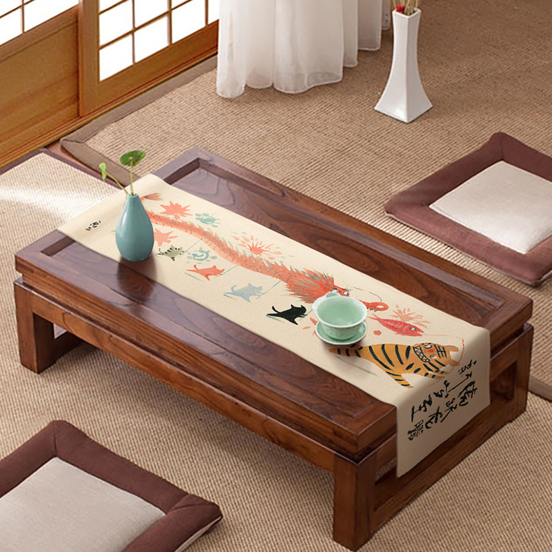 暖藻×张乐陆么么黑新年新中式茶台桌布茶几斗柜盖布棉麻桌垫桌旗