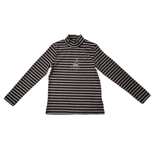童乐鱼2025秋新款男童女童磨毛条纹长袖T恤中大童儿童童装潮9556