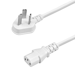 国标弯插转品字尾C13左弯右弯拐角投影仪电饭煲打印机白色电源线