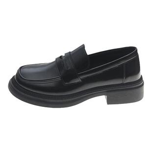 小皮鞋女2026春季新款英伦风一脚蹬乐福鞋粗跟日系jk制服大码单鞋