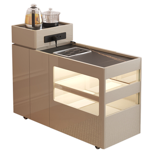 客厅轻奢沙发边柜带烧水壶泡茶一体茶水柜多功能可移动茶台小边几