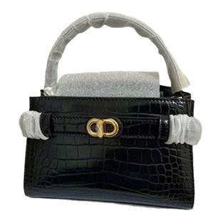 黑色鳄鱼纹凯莉包女款2025新款斜挎包轻奢高级感轻奢小众设计感