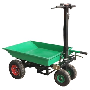 折叠平板车运输砂浆农用养殖翻斗电动搬运车自卸灰斗拉水泥手推车