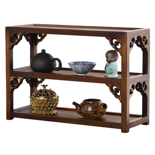 中式实木桌面博古架茶台茶壶架子茶杯茶具收纳架茶桌置物架茶架