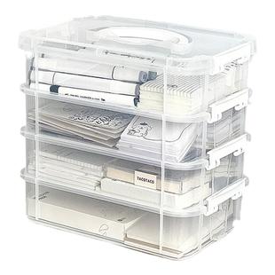 桌面手提收纳盒学生透明分格叠加发饰首饰盒子置物架收纳储物箱女