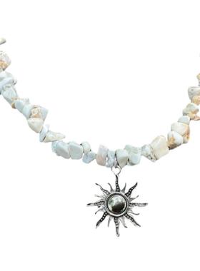 波西米亚度假项链碎石太阳锁骨链