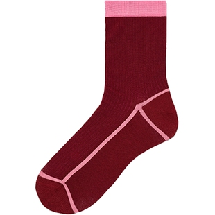 HappySocks X 女神经系列秋季款袜子女拼接素色中筒袜hysteria