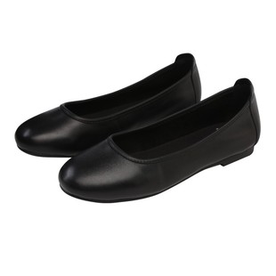 适航妈妈鞋中老年皮鞋平底软底方头蝴蝶结版工作鞋浅口圆头奶奶鞋