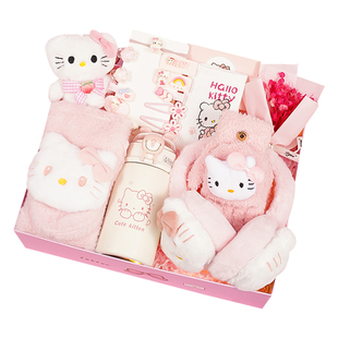 生日礼物送小女孩高颜值实用6-12岁儿童小朋友暖冬凯蒂猫围巾礼盒