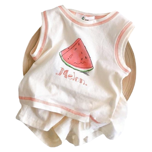 宝宝夏装衣服分体套装男0夏天3一岁2无袖5个月6婴儿女8-9个半月10