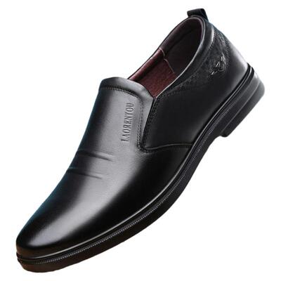 老人头春季真皮透气软底男皮鞋