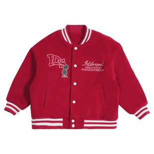 memoryin童装外套两个小朋友保暖宽松字母刺绣美式复古棒球服