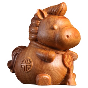 崖柏木马上有钱玄学招财摆件属马本命年把玩件工位情绪稳定手把件