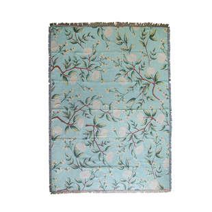 美式乡村大尺寸沙发毯防猫抓露营毯桌布蓝色花朵单人沙发盖布防滑